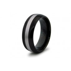 8 mm Two Tone Tungsten Band Satin White Line on Top